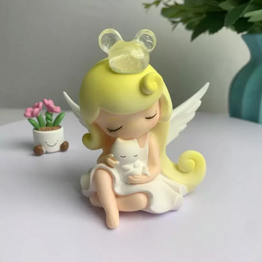 Sweet Dream Angel Figure Ornament, Creative Decorative Toy, Cute Desktop Gift For Girls - Yellow - View 1