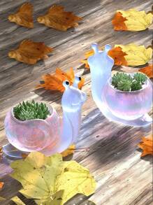 DIY 3D 立体蜗牛多肉植物花盆模具、石膏模具、硅胶模具、家居和花园装饰、树脂铸件、蜡烛模具 - 白色矽膠模具 - 查看 6