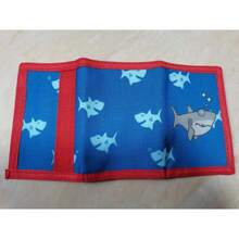 Boys And Girls Casual Cute Cartoon Dinosaur Shark Print Canvas Wallet RFID Zipper Wallet Holiday Gift - Multicolor - View 3