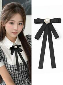 1 Miếng Của phụ nữ Thanh lịch Ngọc trai Giả & Pha lê Đồ trang trí Nhiều lớp Nơ ruy băng Buộc , Thích hợp Đối với Cuộc sống hàng ngày - màu đen - Xem 8