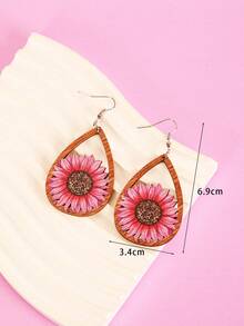 1 給女士情人節首飾粉紅心形、向日葵、、棒球、木耳環作為朋友、女朋友、最好的朋友禮物 - 粉紅色雛菊 - 查看 2