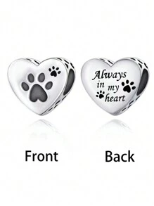 1個高端925銀'永遠在我心中'寵物狗狗掌印珠子,適用於diy生日或紀念禮物 - Q3210 - 查看 1