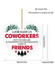 1 件松樹圖案壓克力心形吊墜帶金線,送給朋友、同事或公司紀念品的理想禮物,適合日常裝飾,增強公司氛圍,門把手、書包或臥室的裝飾品 - 彩色 - 查看 3