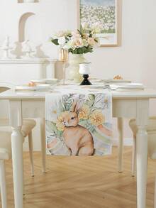 1入款新款復活節節慶場景裝飾桌布，歐美風格，防塵，裝飾性強，為餐桌增添節慶氛圍，尤其適用於節日派對和聚會 - 彩色 - 查看 4