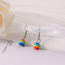 欧美风格彩色油滴合金耳环，时尚设计感，ins风彩虹耳环配饰，适合女性 - 球形耳環 - 查看 2