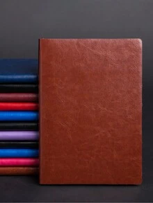 1本商務簡約a5軟皮筆記本,70張適用於日常寫作、辦公會議、記錄保管 - 棕色 - 查看 3