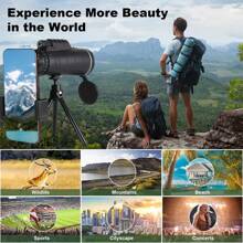 40x60高倍率單筒望遠鏡,帶智能手機適配器和升級三腳架,適用於成人,bak-4稜鏡和fmc鍍膜鏡頭,是觀鳥/野生動物/打獵/徒步旅行的理想選擇 - 黑色 - 查看 7