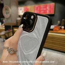 1入灰色圓邊絨面褶皺心形保護手機殼,內置鏡頭膜,豪華風格,適用於iphone 11/11promax/12/12pro/12promax/13/13pro/13promax/14/14plus/14pro/14promax/15/15plus/15pro/15promax - 灰色 - 查看 4