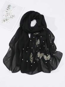 新款女式手工鑲嵌蕾絲和珠子的雪紡圍巾,適合四季穿著,休閒或日常穿著 - 彩色 - 查看 10