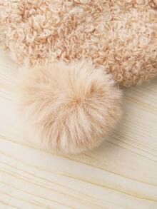 適合秋冬日的嬰兒針織耳帽,加厚防風保暖帽適用於男女嬰兒 - 卡其色 - 查看 4