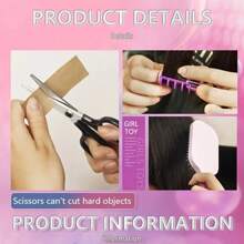 兒童創意遊戲屋玩具,粉色仿真風筒,髮夾,美容和美髮沙龍玩具套裝,女孩化妝玩具和配件(無電池),幼稚園、萬聖節、聖誕節、新年、生日禮物 - 吹風機美髮7件套裝 - 查看 9