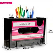 1pc Tape Dispenser With Pen Holder, The Retro Cassette Tape Dispenser (Does Not Include Accessory) - Black - View 4