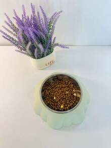 1只可愛的狗狗碗,防翻不銹鋼防滑寵物碗,適用於小型和中型狗和貓 - 綠色 - 查看 1