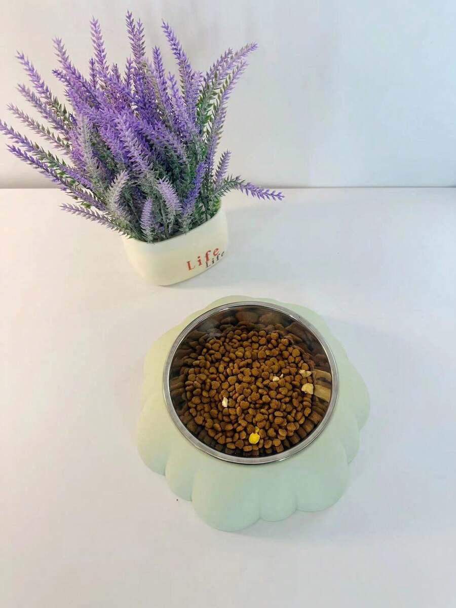 1只可愛的狗狗碗,防翻不銹鋼防滑寵物碗,適用於小型和中型狗和貓 - 綠色 - 查看 1