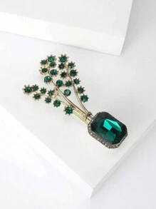 1pc Fashionable Rhinestone Flower Pot Shaped Brooch Suitable For Women's Daily Wear - Flower - View 4
