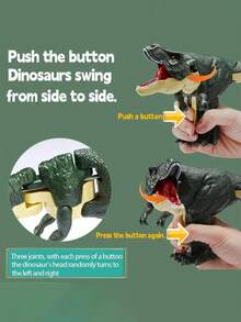 Creative Handheld Dinosaur Toy, With Automatic Swinging And Biting Function When Pressed, Realistic Model For Teenagers, Stress-Relieving Prank Toy, Perfect For Valentine's Day, New Year Gift, Wedding Game - Green - View 4