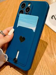 时尚新款喷油槽金属心形装饰TPU防震手机壳适用于iPhone11/12/13/14/15/16/17 PROMAX - 藍色 - 查看 5