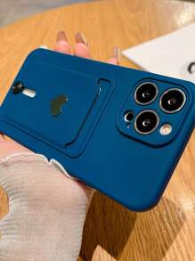 时尚新款喷油槽金属心形装饰TPU防震手机壳适用于iPhone11/12/13/14/15/16/17 PROMAX - 藍色 - 查看 4