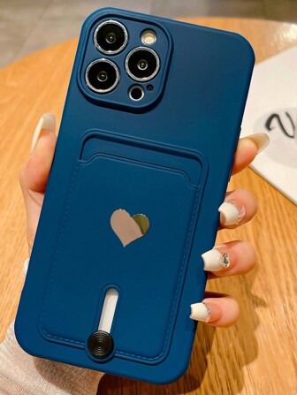 Modernt nytt sprayat oljeskal i metall med hjärtdekoration i TPU, stötsäkert telefonskal lämpligt för iPhone 11/12/13/14/15/16/17 PROMAX