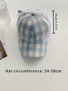 1pc Colorful Plaid Embroidery Bowknot Flat Cap, Unisex All-Match Sun Hat With Curved Brim - Baby Blue - View 3