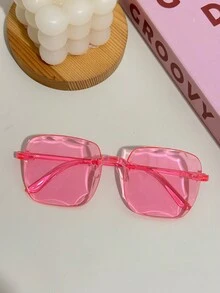 方形无框电脑镜架时尚眼镜，男女通用。适合日常佩戴、摄影、户外聚会 - 彩色 - 查看 15