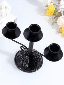 1Pc/1Set European Vintage Iron Candlestick Candlelight Dinner Shooting Props Candlelight Dinner Wedding Table Decoration Decoration,(Candles Are Not Included) For Christmas Decoration, Christmas Gifts, Presents, And Party Favors.Dinner Decor Candle Stand Adorn Party Decor Desktop Adorn Gifts Birthday Graduation - Black - View 8