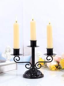 1Pc/1Set European Vintage Iron Candlestick Candlelight Dinner Shooting Props Candlelight Dinner Wedding Table Decoration Decoration,(Candles Are Not Included) For Christmas Decoration, Christmas Gifts, Presents, And Party Favors.Dinner Decor Candle Stand Adorn Party Decor Desktop Adorn Gifts Birthday Graduation - Black - View 7