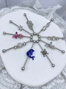 1個精美時尚的不鏽鋼直棒式耳釘,適用於耳軟骨和耳垂穿孔,男女皆宜的日常飾品 - style4 - 查看 4