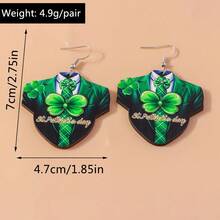 St. Patrick's Day愛爾蘭節綠色帽子四葉草樂木耳環女款,個性化創意新奇,適合日常穿戴、聚會、節日 - LUCK帽子 - 查看 10