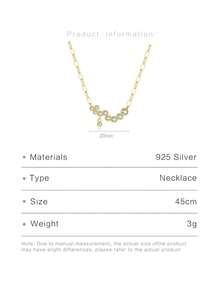 1 件奢华时尚 925 纯银不对称方晶锆石吊坠长链项链，适合女士，适合派对、生日或情人节礼物 - 銀色 - 查看 5