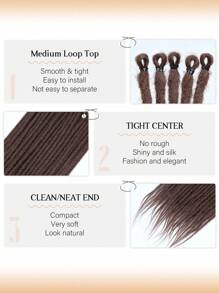24 Inch Dreadlock Extensions Synthetic Single Ended Dreads Extensions Hippie Style Fake Dreads 10 Strands SE Crochet Thin 0.6cm Dreadlocks Extensions For White Woman