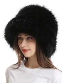 1pc Women Faux Fur Y2K Style Thick Furry Bucket Hat, Suitable For Extremely Cold Days, Outdoor Snow Activity, Daily Wear, Warm In Winter