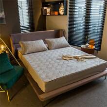 1入組床墊保護套，加厚床罩套，純色簡約風床罩，通用於各季節使用的鋪縫式床單 - 彩色 - 查看 6