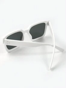 SHEEN KELLY 1pc Men's Mercury-Color Large Frame Rivet Fashionable Fashion Glasses, Suitable For Outdoor Travel, Daily Outfit, Holiday Gift, Boyfriend Gift For Summer Beach Vacation,Outdoor,Travel - White - View 5