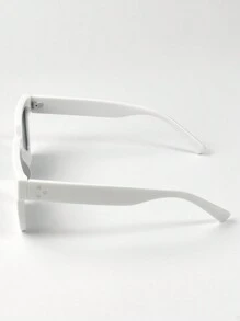 SHEEN KELLY 1pc Men's Mercury-Color Large Frame Rivet Fashionable Fashion Glasses, Suitable For Outdoor Travel, Daily Outfit, Holiday Gift, Boyfriend Gift For Summer Beach Vacation,Outdoor,Travel - White - View 6