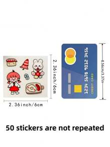 50入組可愛卡通貼紙,防水透明貼紙,適用於水瓶,筆記本,手提電腦,剪貼簿,日記,文具等平滑表面,是青少年女孩和男孩的不錯禮物 - 50張貼紙(不重複) - 查看 7