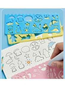 1套7入組法式曲線圓形和螺旋模板,用於繪圖和學校項目 - 藍色 - 查看 10