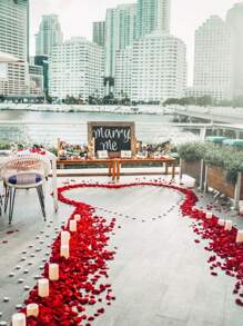 1000 片紅色不織布材質婚禮花瓣玫瑰花瓣適合婚禮/派對/週年紀念/節日慶典裝飾 - 紅色 - 查看 2