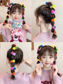 16入組兒童可愛小巧彩色球形髮圈,適用於日常生活或度假