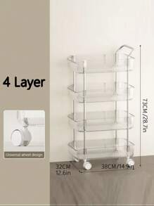 Premium Stainless Steel Frame With Acrylic Material: Versatile Movable Storage Cart - Ideal For Kitchen, Living Room, Bedroom, Bathroom - Perfect For Snacks, Cosmetics, Books And Household Items Storage - Grey - View 9