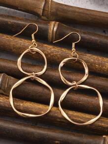 1 Paire De Boucles D'oreilles Pendantes À Boucle D'infini Tordue Créative Avec Pendentif À Anneau Long, Convient Pour Le Port Quotidien Des Femmes