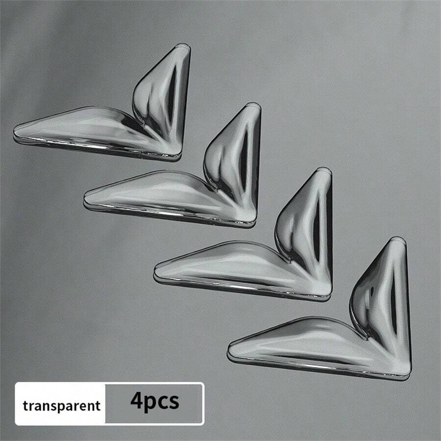 4pcs Car Door Edge Guards, Soft Rubber Anti-Collision Protectors, Invisible Clear Car Bumper Strip With Strong Adhesive Tape - Clear - View 1