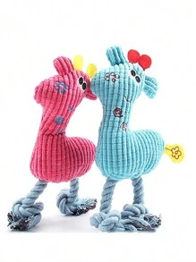 Pet Supplies Plush Stuffed Animal Dog Toy With Squeaking Corn Kernel & Deer - Pink - View 4