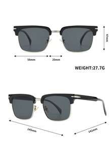 1pc Women's Square Decorative Fashion Glasses - Black - View 6