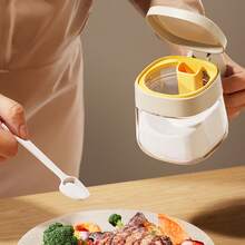 Creative One-Touch Opening And Closing Kitchen Seasoning Jar With Handle, Flip Cover, Transparent Glass With Spoon, Condiment Bottle, Seasoning Bottle - Multicolor - View 6