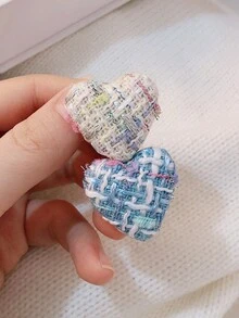 1pc Heart Shaped Hair Clip With Fabric Button & Alligator Hair Clip, Cute And Sweet Girl Heart Side Clip, Versatile Pink And Tender Hair Accessory For Girls To Use At Summer Parties - Pink - View 6