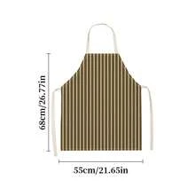 1件帶有條紋圖案的廚師圍裙,含亞麻條紋印花,防油功能,適用於廚房 - 卡其色 - 查看 3