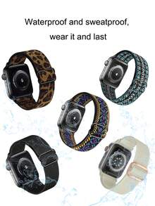 5pcs/Set Stretch Solo Loop Compatible With Apple Watch Band 38mm-49mm Soft Nylon Stretchable Wristband, Suit Compatible With Apple Watch Series Ultra/8/7/6/5/4/3/2/1 - 5pcs/set - View 1
