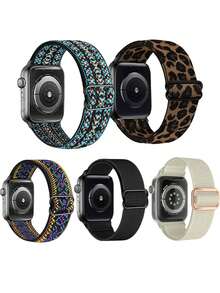 5pcs/Set Stretch Solo Loop Compatible With Apple Watch Band 38mm-49mm Soft Nylon Stretchable Wristband, Suit Compatible With Apple Watch Series Ultra/8/7/6/5/4/3/2/1 - 5pcs/set - View 4