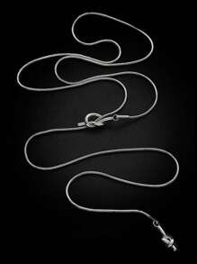 1 Pieza Collar De Nudo Corredizo Con Diseño Sencillo De Cuerda - Plateado - Ver 3